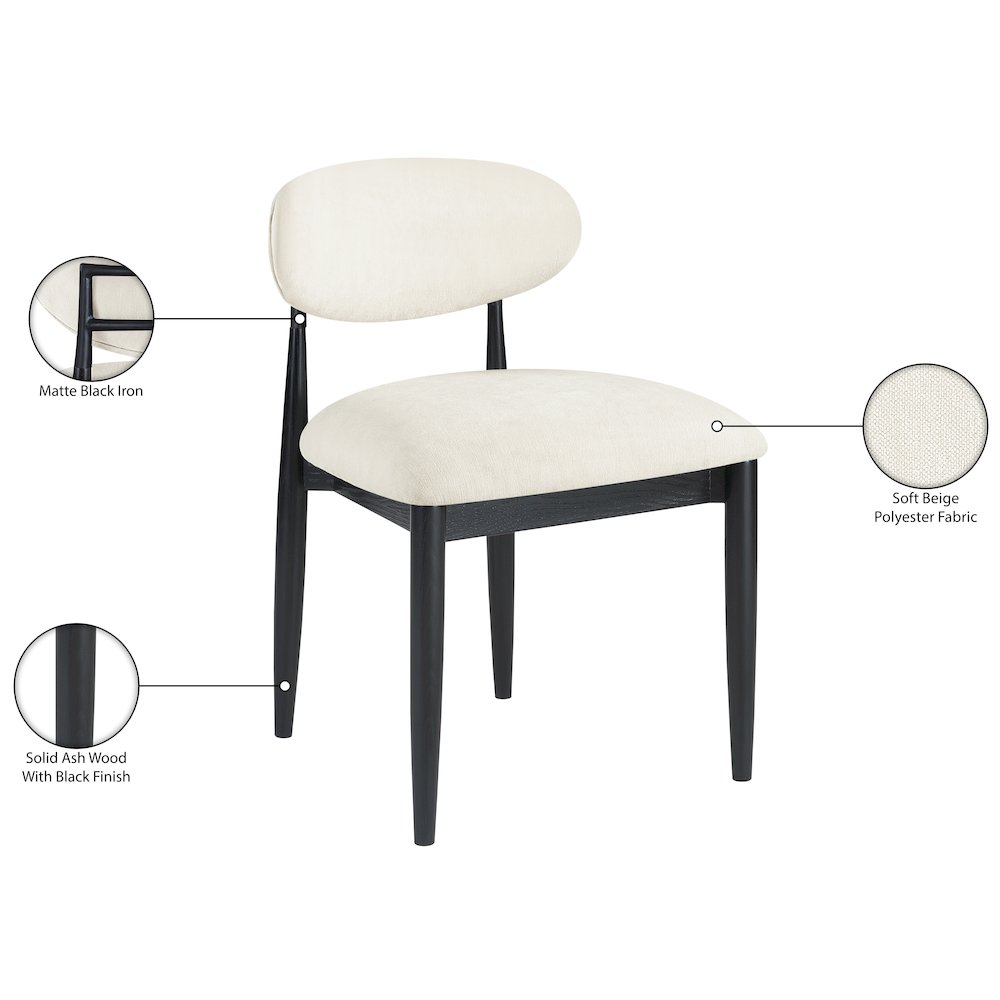 Riccio Beige Performance Fabric Upholstered Dining Side Chair, Set of 2