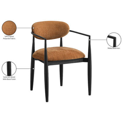 Riccio Cognac Performance Fabric Upholstered Dining Arm Chair, Set of 2