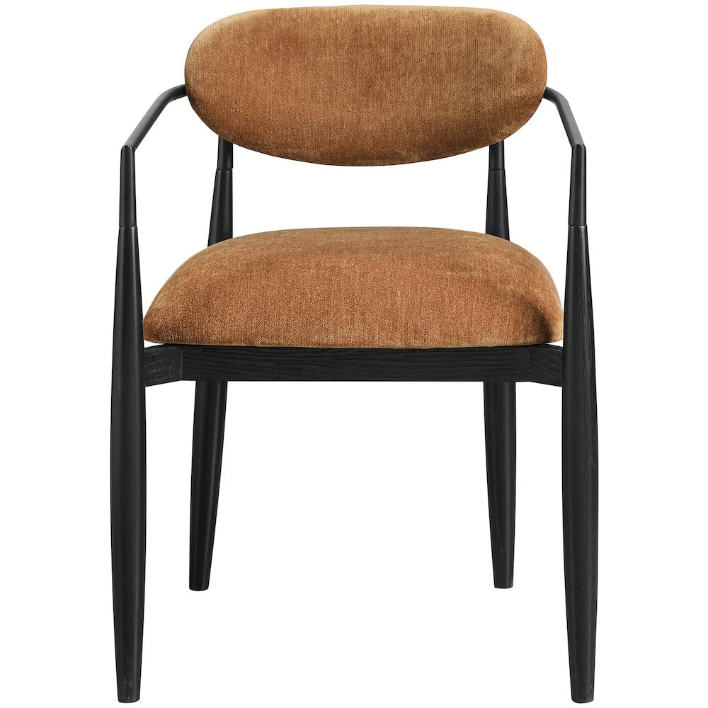 Riccio Cognac Performance Fabric Upholstered Dining Arm Chair, Set of 2