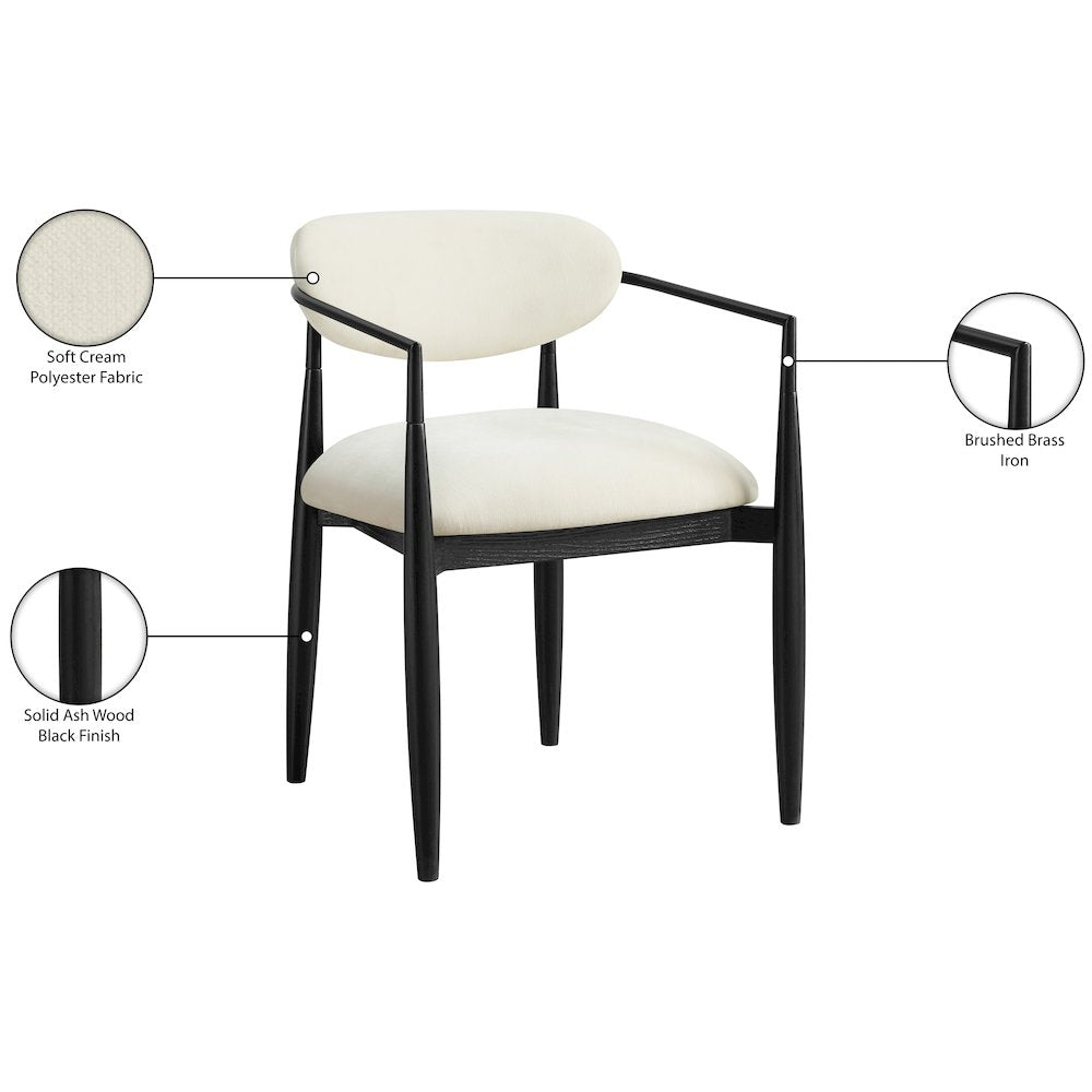 Riccio Cream Performance Fabric Upholstered Dining Arm Chair, Set of 2