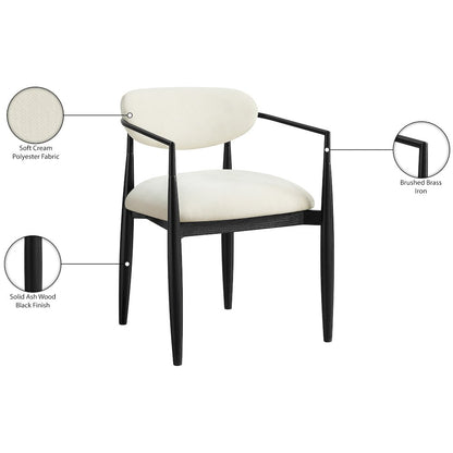 Riccio Cream Performance Fabric Upholstered Dining Arm Chair, Set of 2