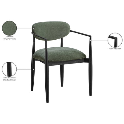 Riccio Olive Performance Fabric Upholstered Dining Arm Chair, Set of 2