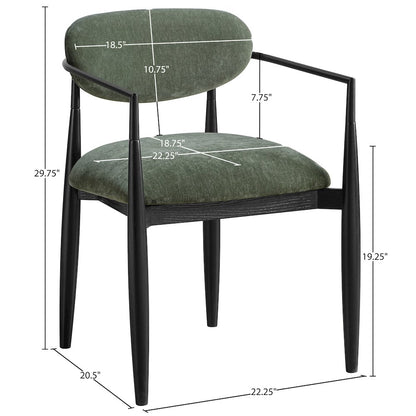 Riccio Olive Performance Fabric Upholstered Dining Arm Chair, Set of 2