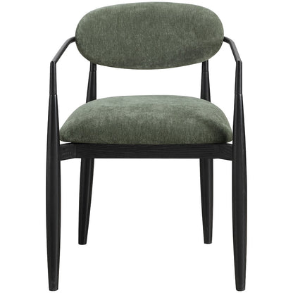 Riccio Olive Performance Fabric Upholstered Dining Arm Chair, Set of 2