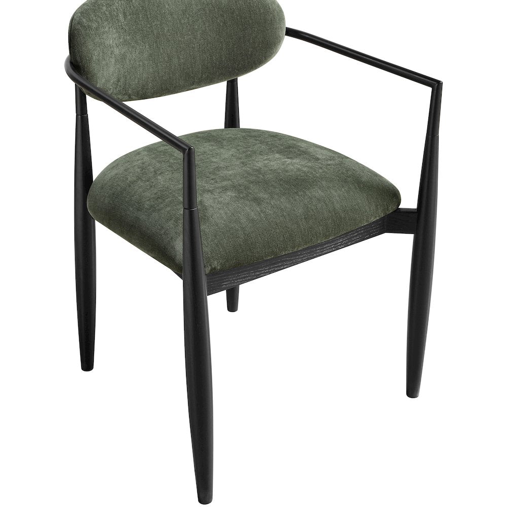 Riccio Olive Performance Fabric Upholstered Dining Arm Chair, Set of 2