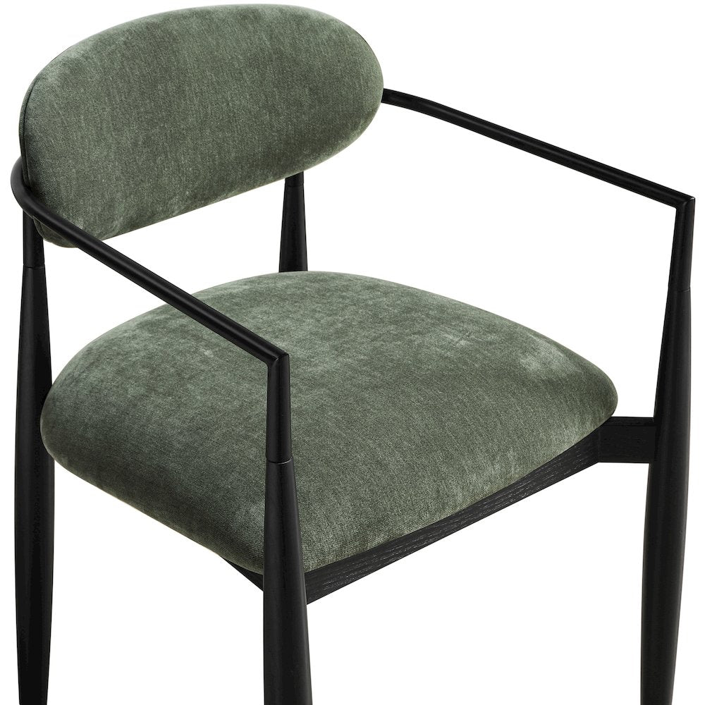Riccio Olive Performance Fabric Upholstered Dining Arm Chair, Set of 2