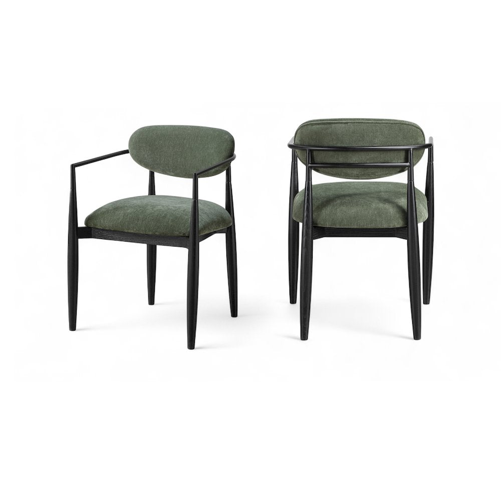Riccio Olive Performance Fabric Upholstered Dining Arm Chair, Set of 2
