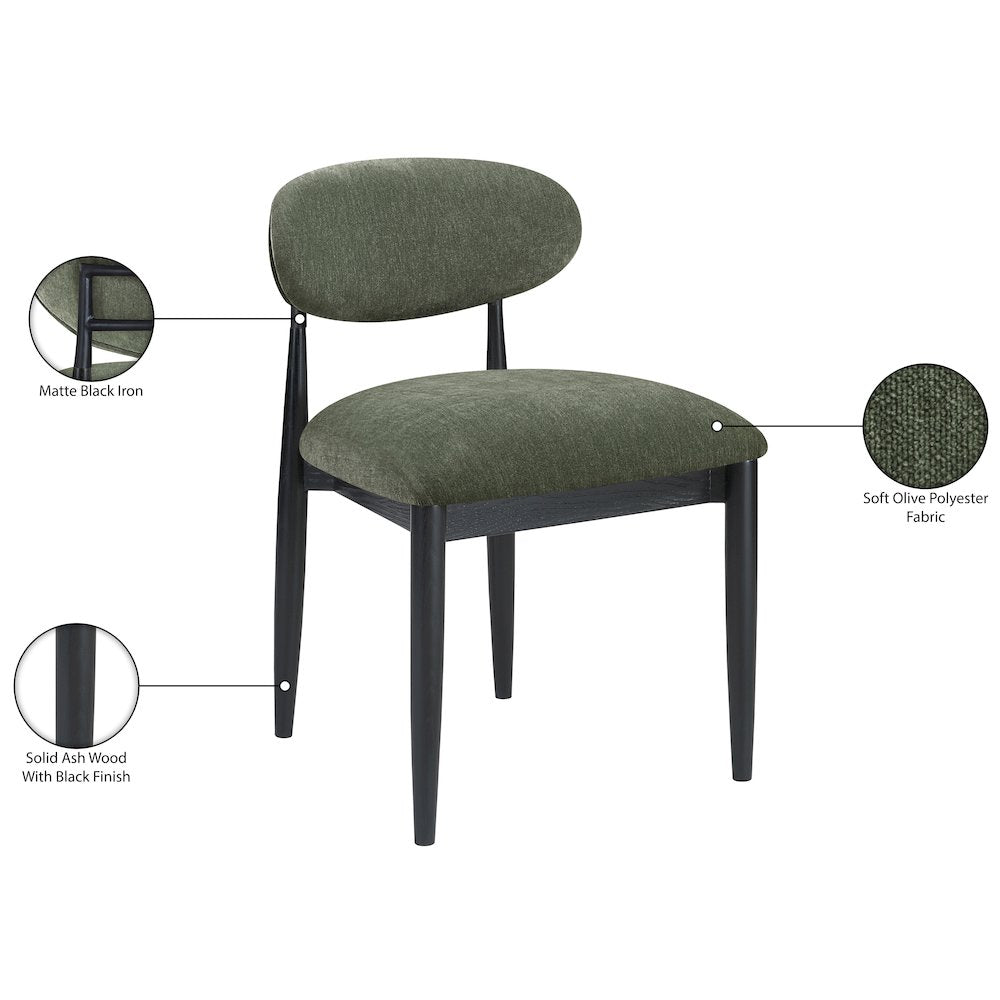 Riccio Olive Performance Fabric Upholstered Dining Side Chair, Set of 2
