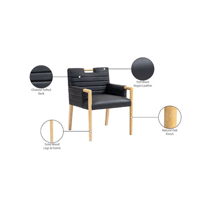 Aimee Black Vegan Leather Dining Arm Chair