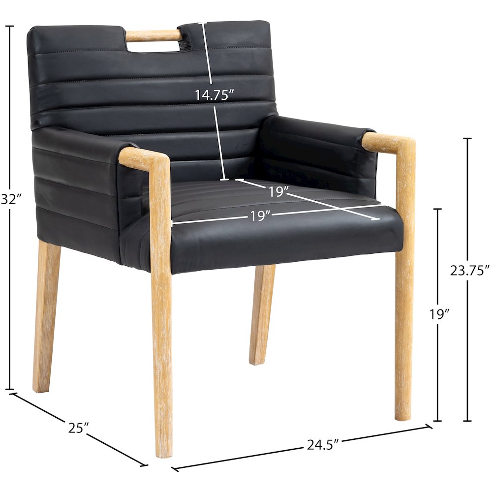 Aimee Black Vegan Leather Dining Arm Chair