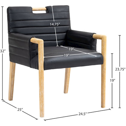 Aimee Black Vegan Leather Dining Arm Chair