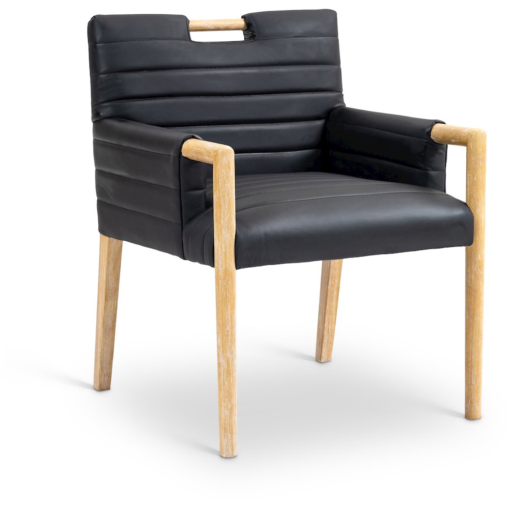 Aimee Black Vegan Leather Dining Arm Chair