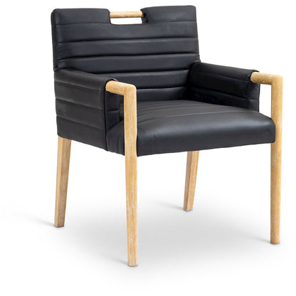 Aimee Black Vegan Leather Dining Arm Chair