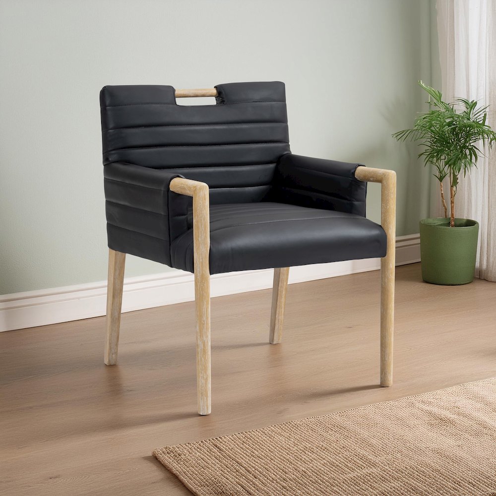 Aimee Black Vegan Leather Dining Arm Chair