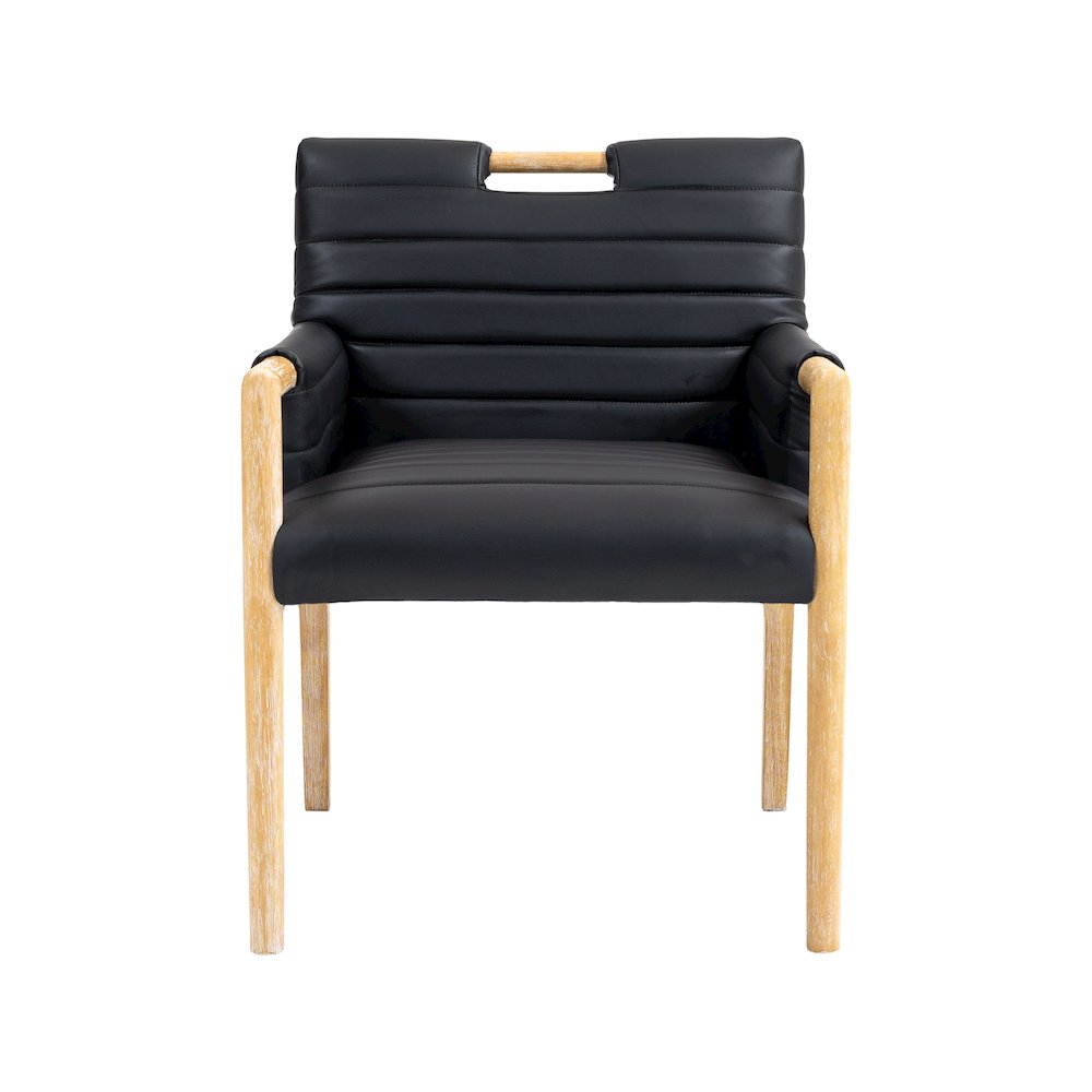 Aimee Black Vegan Leather Dining Arm Chair