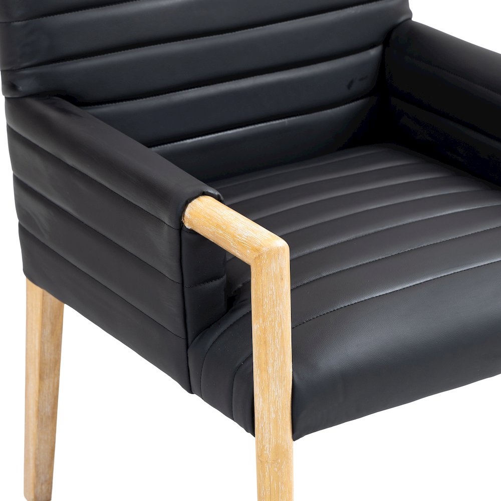 Aimee Black Vegan Leather Dining Arm Chair