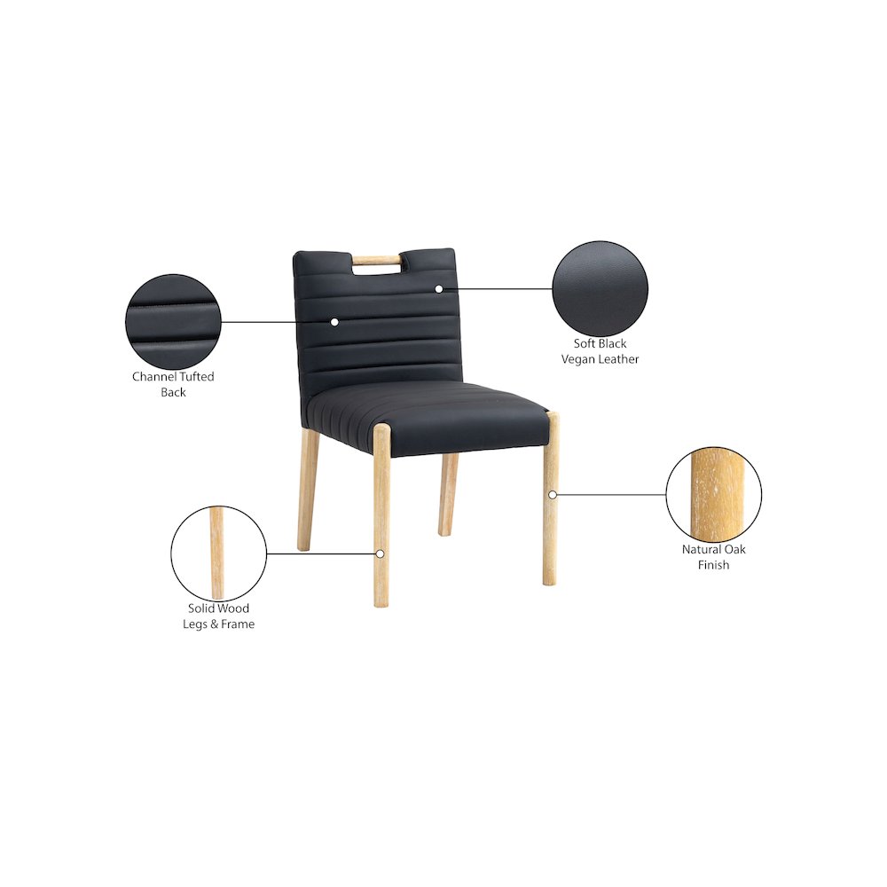 Aimee Black Vegan Leather Dining Side Chair, Set of 2