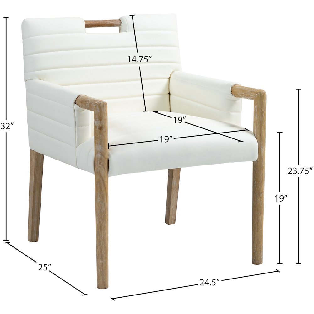 Aimee Cream Vegan Leather Dining Arm Chair