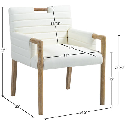 Aimee Cream Vegan Leather Dining Arm Chair
