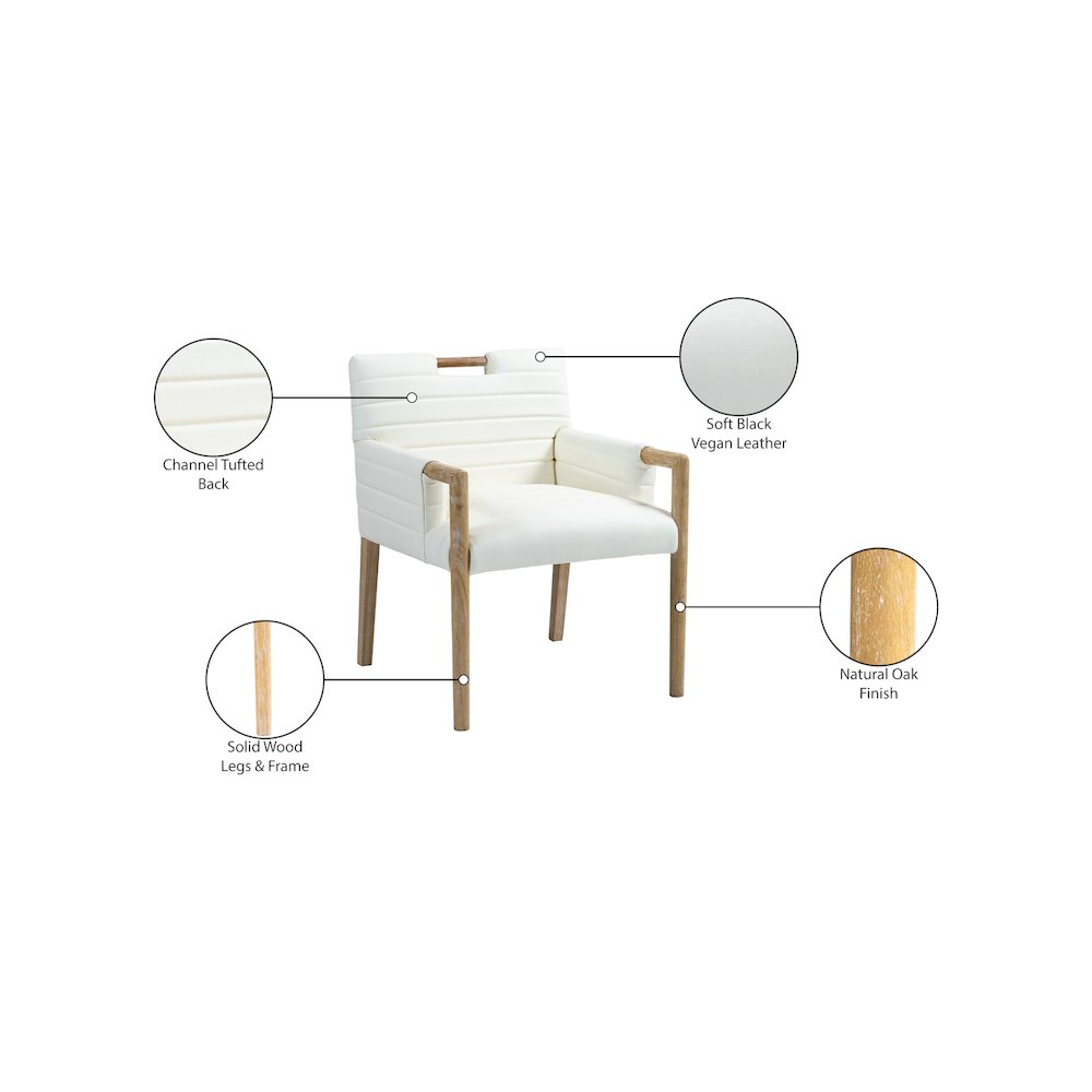 Aimee Cream Vegan Leather Dining Arm Chair