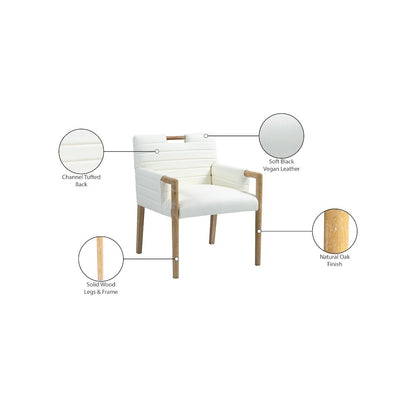 Aimee Cream Vegan Leather Dining Arm Chair