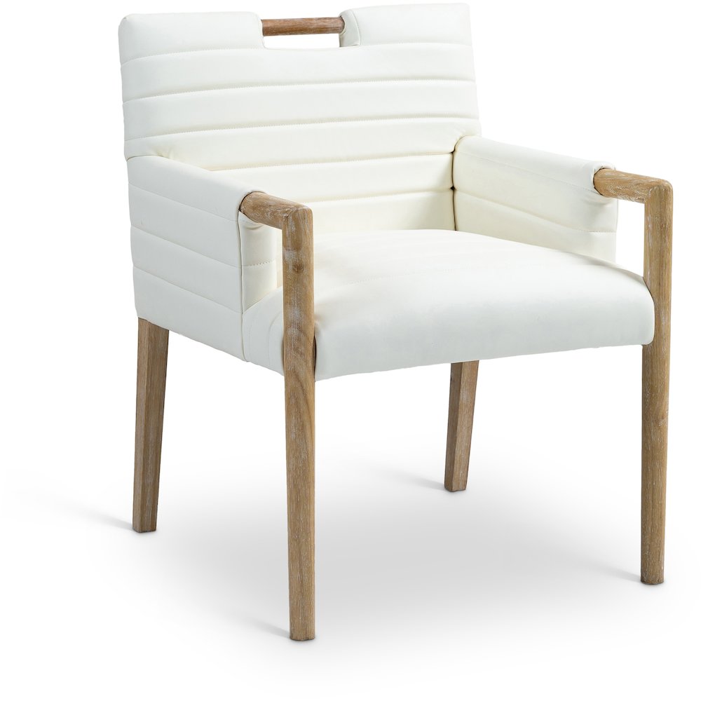 Aimee Cream Vegan Leather Dining Arm Chair