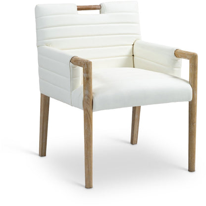 Aimee Cream Vegan Leather Dining Arm Chair