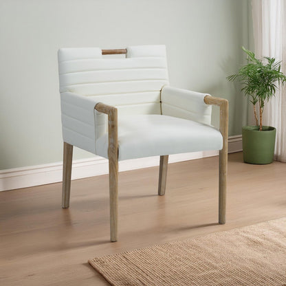 Aimee Cream Vegan Leather Dining Arm Chair