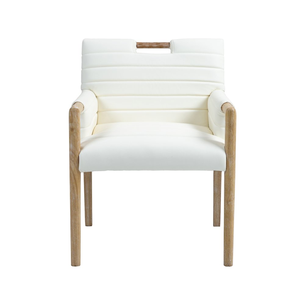Aimee Cream Vegan Leather Dining Arm Chair