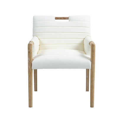 Aimee Cream Vegan Leather Dining Arm Chair