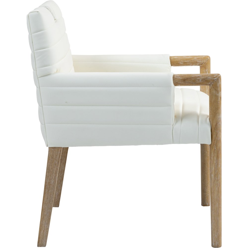 Aimee Cream Vegan Leather Dining Arm Chair