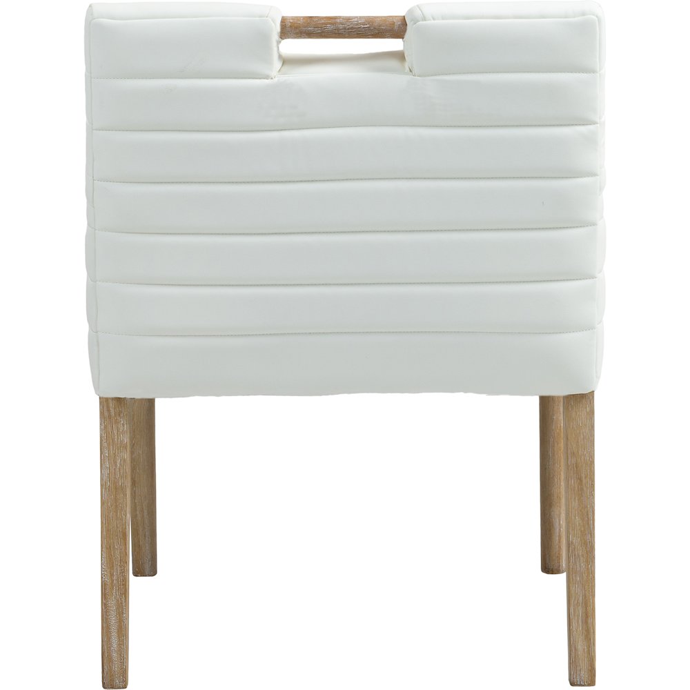 Aimee Cream Vegan Leather Dining Arm Chair