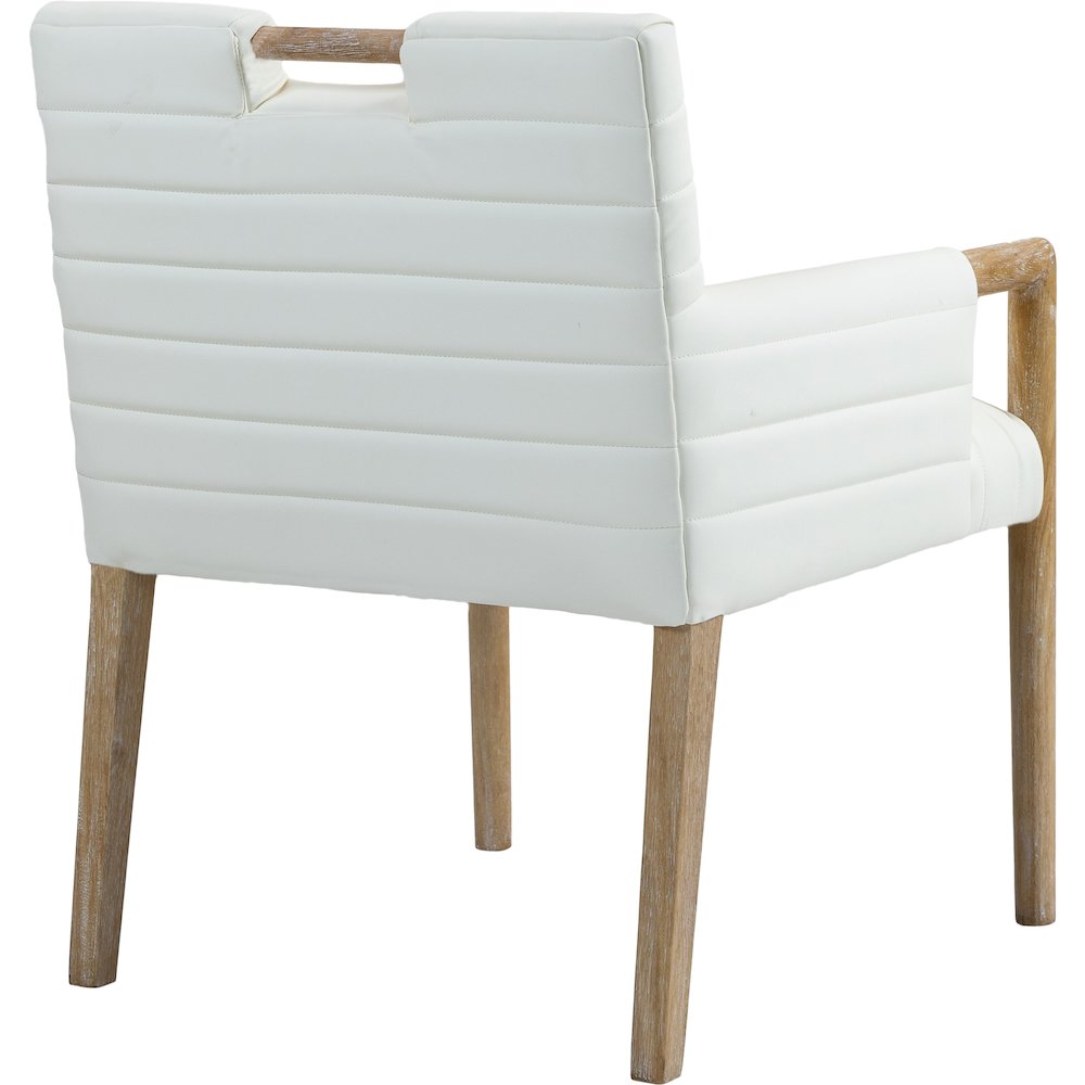 Aimee Cream Vegan Leather Dining Arm Chair