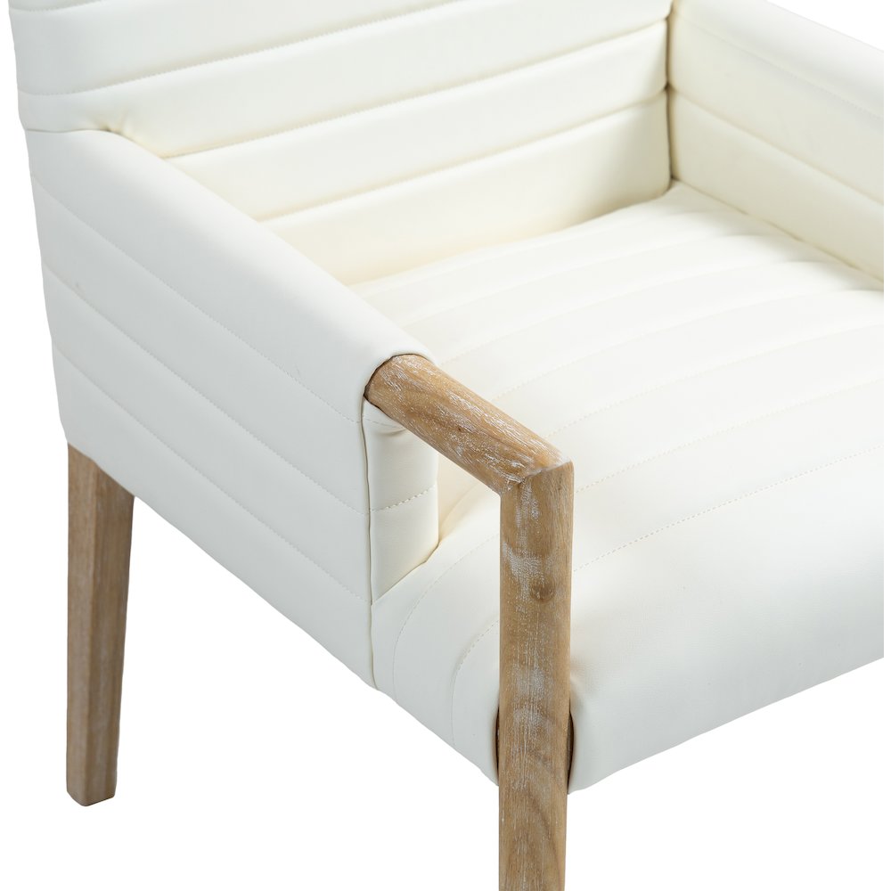 Aimee Cream Vegan Leather Dining Arm Chair