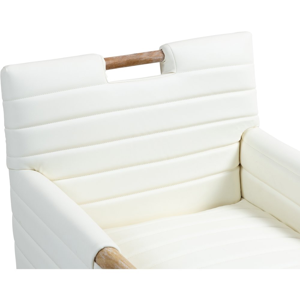 Aimee Cream Vegan Leather Dining Arm Chair