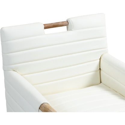 Aimee Cream Vegan Leather Dining Arm Chair