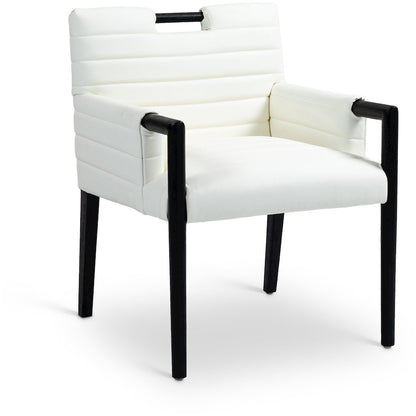 Aimee Cream Vegan Leather Dining Arm Chair