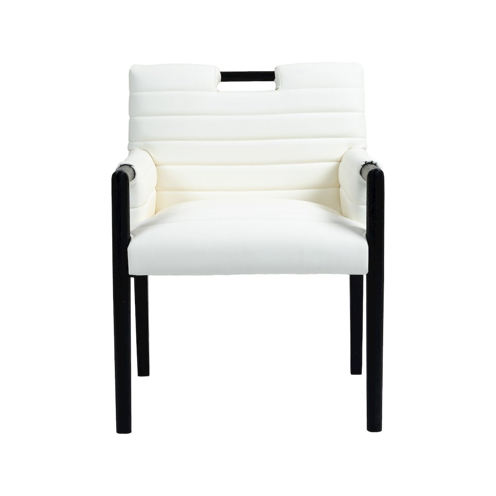 Aimee Cream Vegan Leather Dining Arm Chair
