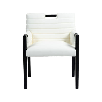 Aimee Cream Vegan Leather Dining Arm Chair