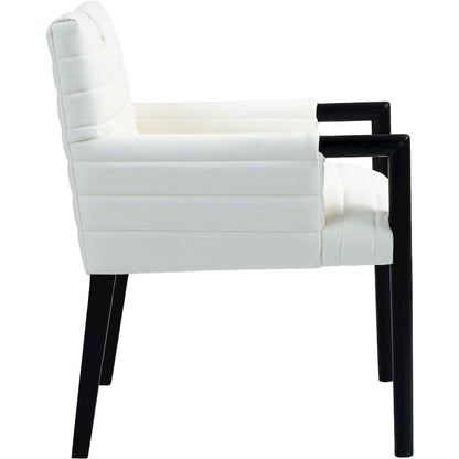 Aimee Cream Vegan Leather Dining Arm Chair