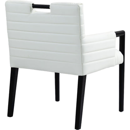 Aimee Cream Vegan Leather Dining Arm Chair
