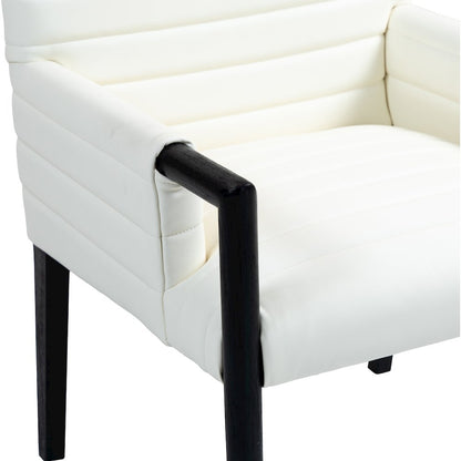 Aimee Cream Vegan Leather Dining Arm Chair