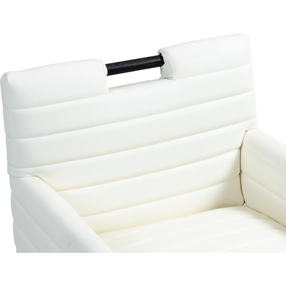 Aimee Cream Vegan Leather Dining Arm Chair
