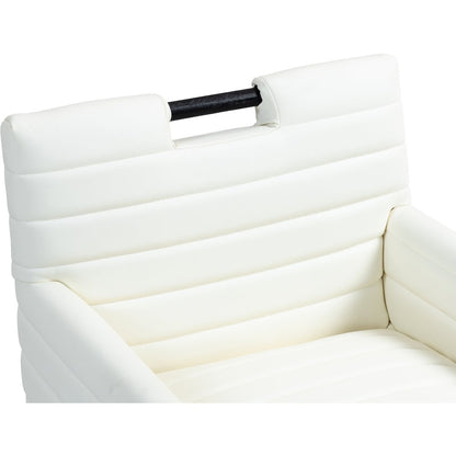 Aimee Cream Vegan Leather Dining Arm Chair