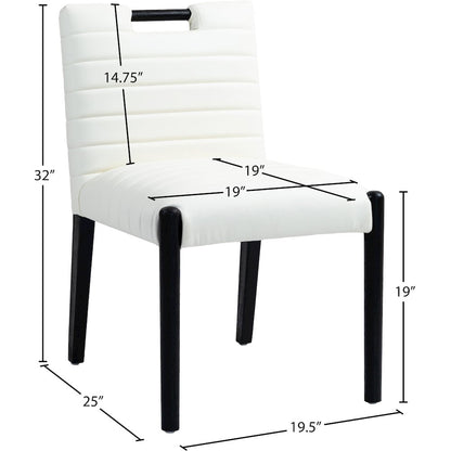 Aimee Cream Vegan Leather Dining Side Chair, Set of 2