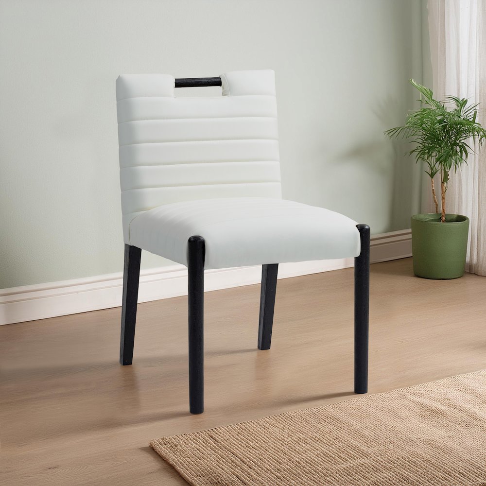 Aimee Cream Vegan Leather Dining Side Chair, Set of 2