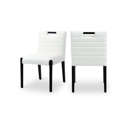 Aimee Cream Vegan Leather Dining Side Chair, Set of 2