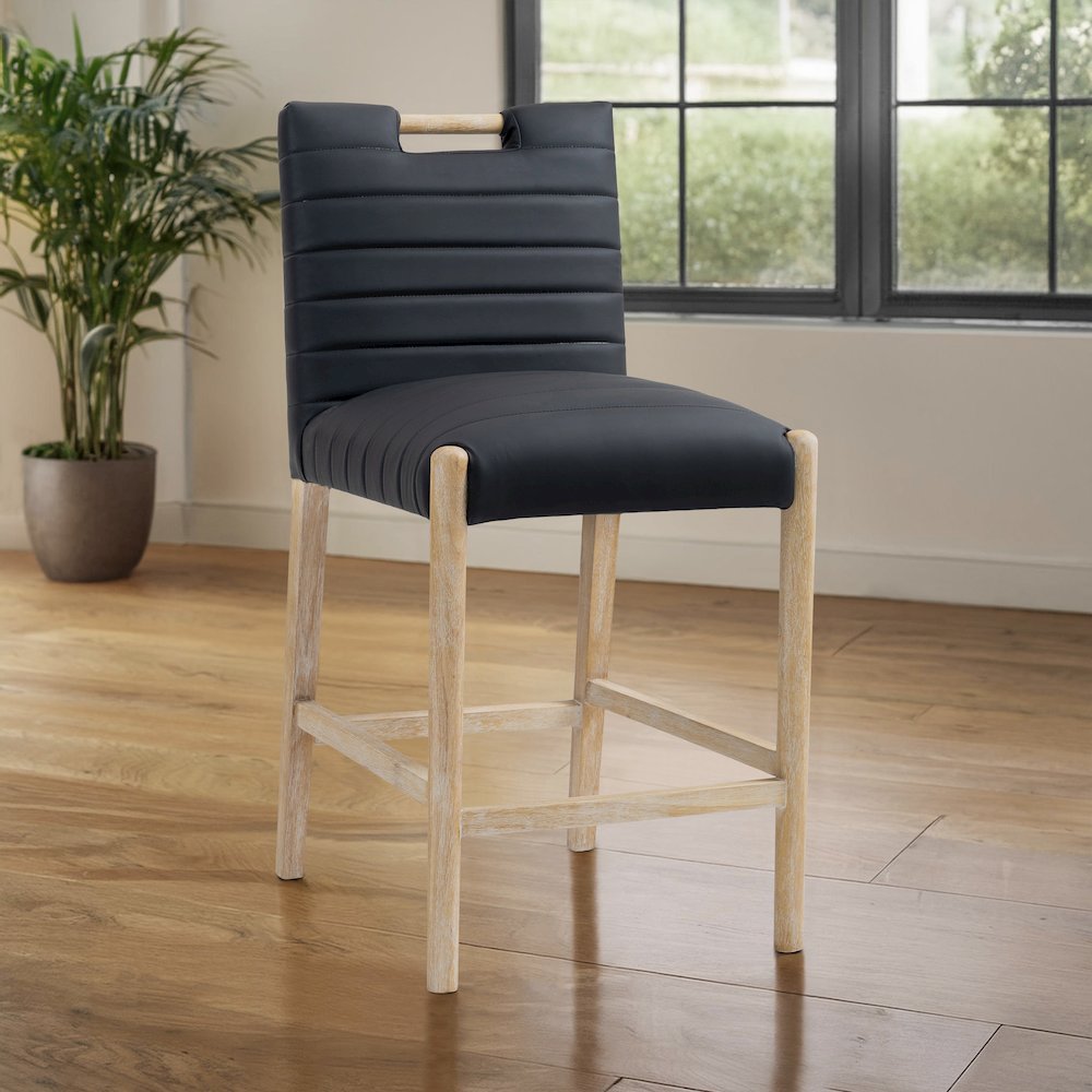 Aimee Black Vegan Leather Counter Stool