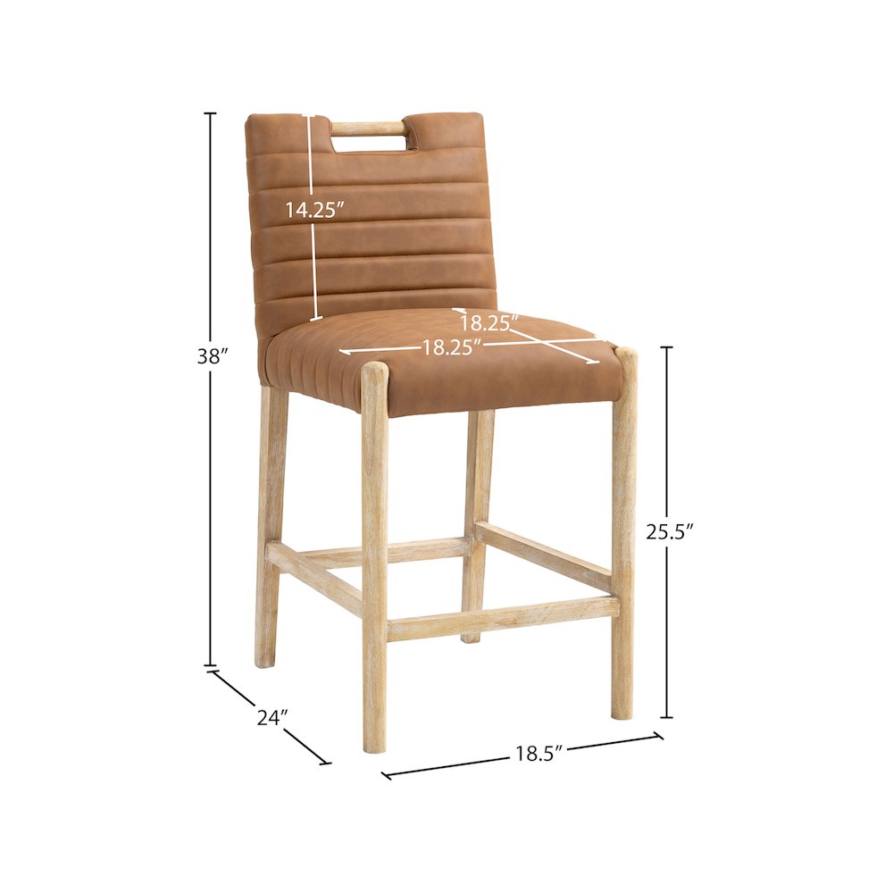 Aimee Cognac Vegan Leather Counter Stool