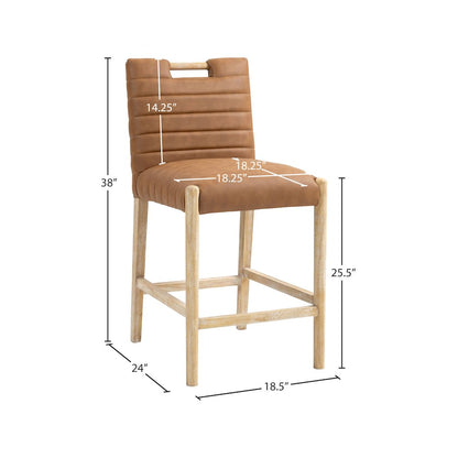 Aimee Cognac Vegan Leather Counter Stool